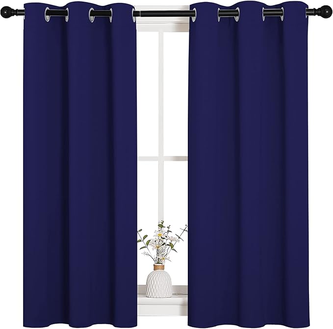 NICETOWN Blackout Draperies Curtains, All Season Thermal Insulated Solid Grommet Top Blackout Curtains/Drapes for Kid's Room (Royal Blue, 1 Pair, 34 x 45 inches) by NICETOWN