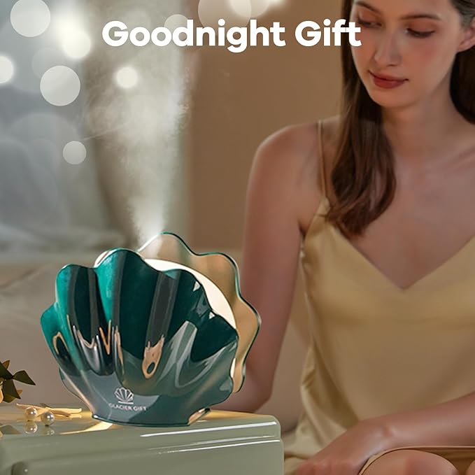 Essential Oil Diffuser 260ML, Shell Aroma Diffuser with Remote Control Humidifier with 7 Colors LED Night Light for Bedroom Home Relaxation (Green) - Image 2