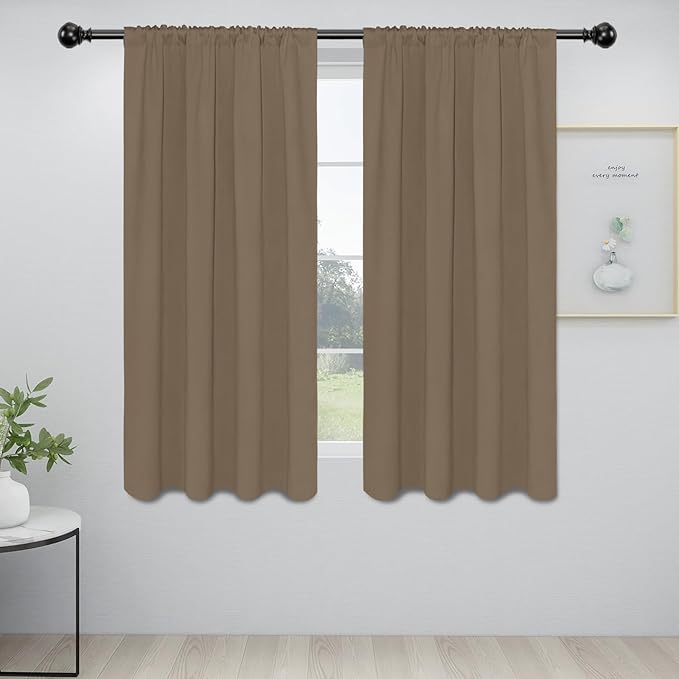 Easy-Going Rod Pocket Blackout Curtains for Bedroom, Room Darkening Window Curtains for Living Room, Thermal Insulated Noise Reduction Solid Window Drapes, 2 Panels(34x63 in, Camel) by Easy-Going