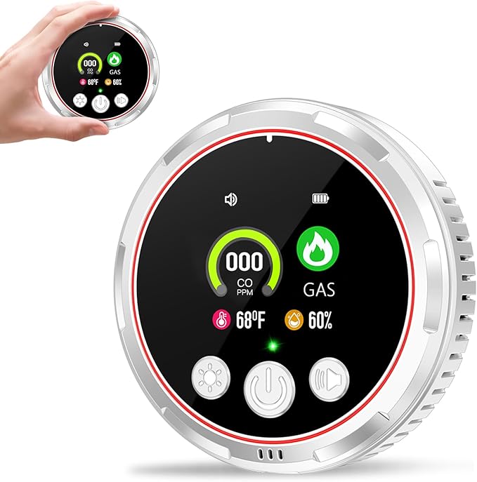 4 in 1 Carbon Monoxide Detector and Gas Detector, Dual Sensor Alarm Natural Gas Leak Detector & Carbon Monoxide Detectors Plug in, Battery Backup/Temp, Humidity for Home, Apartment, Hotel, Camping RV by Doverc
