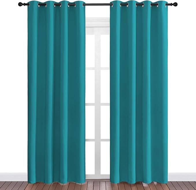NICETOWN Room Darkening Curtains 86 inch Length 2 Panels, Thermal Insulated Grommet Blackout Curtains for Modern Casual Elegant Bedroom Kids Room Theme Decoration (Peacock Teal, 2 Pieces, W55) - Image 2