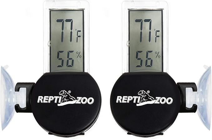 REPTI ZOO 2 Pack Reptile Terrarium Thermometer Hygrometer Digital Display Pet Rearing Box Reptiles Tank Thermometer Hygrometer with Suction Cup - Image 3