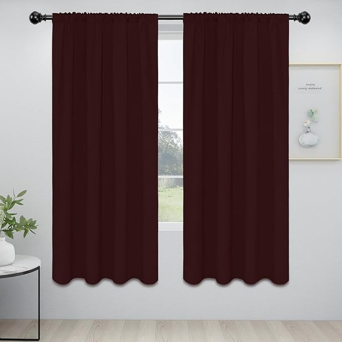 Easy-Going Rod Pocket Blackout Curtains for Bedroom, Room Darkening Window Curtains for Living Room, Thermal Insulated Noise Reduction Solid Window Drapes, 2 Panels(42x72 in, Wine) by Easy-Going
