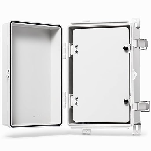 QILIPSU Waterproof Junction Box IP67 Outdoor Plastic Electrical Project Enclosure Weatherproof with Inner Door, Mounting Plate, Wall Brackets, Hinged Grey Cover 11.8"x7.9"x6.7" -D by QILIPSU