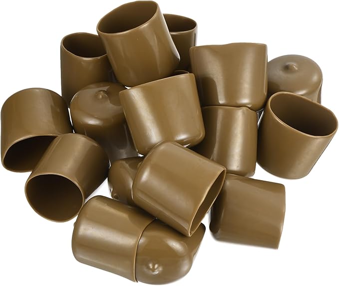 uxcell 20pcs Rubber End Caps 32mm(1 1/4") ID Vinyl PVC Round Tube Bolt Cap Cover Screw Thread Protectors Light Brown - Image 4