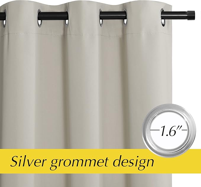 NICETOWN Blackout Curtains for Living Room, Thermal Insulated Door Window Curtain for Doorway, Closet Privacy Farmhouse Curtains for Glass Patio, 1 PC, 42" Wide x 80" Long, Natural - Image 6