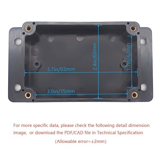 Zulkit Junction Box ABS Plastic Dustproof Waterproof IP65 Universal Electrical Boxes Project Enclosure with Fixed Ear Black 3.94 x 2.68 x 1.97 Inch (100 x 68 x 50 mm) (Pack of 1) - Image 5