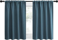 NICETOWN 2 Panels Blackout Curtains, Rod Pocket Thermal Insulated Drapes for Kitchen, Heavy Duty Small Window Treatment for Dorm Room, Studio Apartment, Basement (Smoky Blue, W42 x L30) by NICETOWN