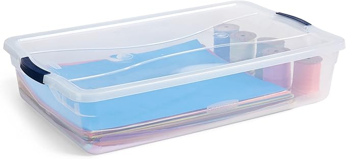 Rubbermaid Cleverstore 42 Quart Stackable Plastic Storage Bin with Lids for Garage, Closet, and Classroom, Clear, 4 Pack - Image 2