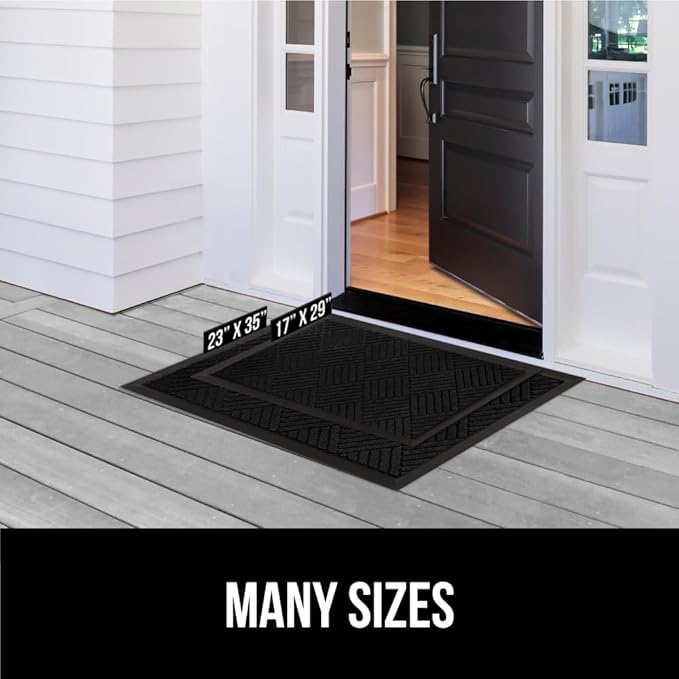 GORILLA GRIP 100% Waterproof All-Season WeatherMax Doormat US Designed Natural Rubber, Stain and Fade Resistant, Low Profile Indoor Outdoor Door Mats, Easy Clean Patio Mat, 17x29, Black Diamond - Image 8