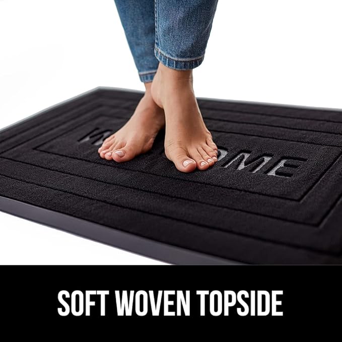 GORILLA GRIP 100% Waterproof All-Season WeatherMax Doormat, 47x35, US Designed Natural Rubber, Stain and Fade Resistant, Low Profile Indoor Outdoor Door Mats, Easy Clean Patio Mat, Black Welcome - Image 7