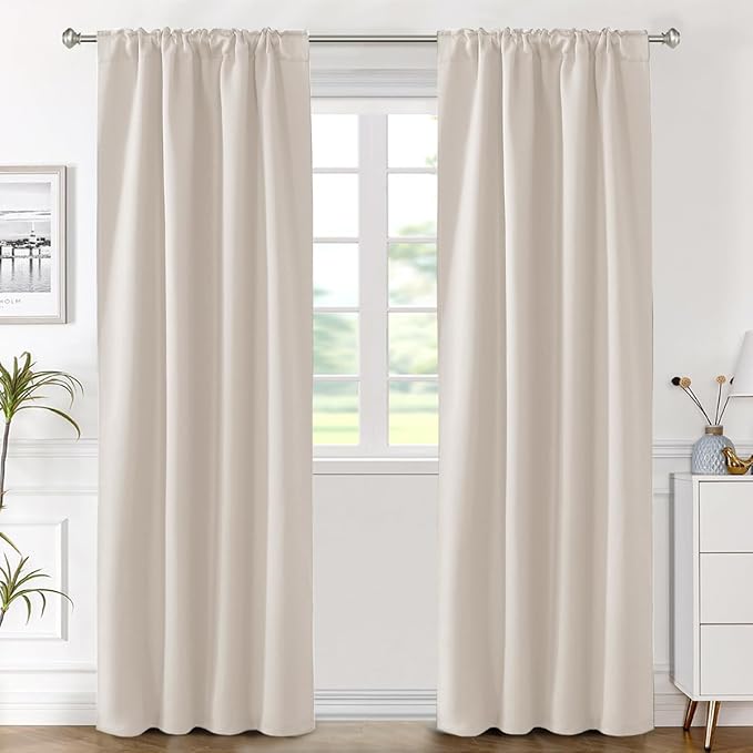 H.VERSAILTEX Blackout Curtains Thermal Insulated Window Treatment Panels Room Darkening Blackout Drapes for Living Room Back Tab/Rod Pocket Bedroom Draperies (2 Panels, Natural, 42 x 84 Inch) - Image 2