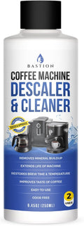 Bastion Coffee Machine Descaler & Cleaner - 2 Uses. (1 Bottle) Universal Descaling Solution Compatible with Keurig, Nespresso, Delonghi and All Single Use Coffee and Espresso Machines by bastion