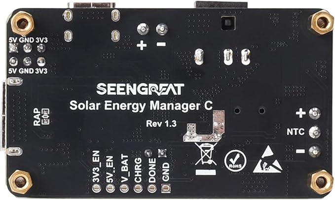 Solar Power Management Module for 5V Solar Panel & 3.7V Lithium Ba-ttery Charging, USB/Type-C Input, 5V/3.3V Output, Ba-ttery Protection for IoT & Environmental Monitoring - Image 3