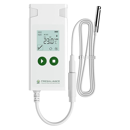 Freshliance Temperature Humidity Data Logger, Reusable Temperature Recorder with High Accuracy External Probe, Configurable USB Temperature Monitor 35000 Points PDF CSV Report, Atlas Log-TH by FRESHLIANCE