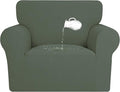PureFit 100% Dual Waterproof Couch Cover Slipcovers for Couches and Sofas - Stretch Non Slip Fleece Sofa Covers Washable, Leakproof Furniture Protector for Kids, Pets, Dog (Chair, Greyish Green) by PureFit