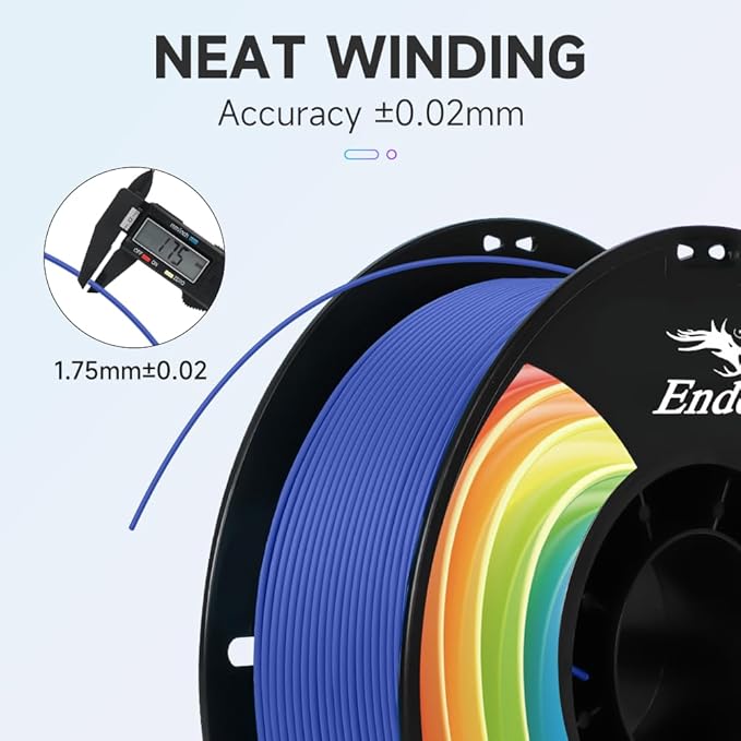 Creality 3D Printer Filament, PLA Plus Filament 1.75mm Rainbow, PLA Pro Toughness Upgraded Dimensional Accuracy +/- 0.03mm, 1KG Spool(2.2lbs) Ender PLA+ Filament for Most 3D Printer - Image 2