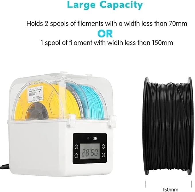 2 Rolls Filament Dehydrator Spool Holder Filaments Dry Box for 1.75mm, 2.85mm ABS PLA PETG TPU FDM Material 3D Printer Compatible with Sovol(EU Plug) - Image 5