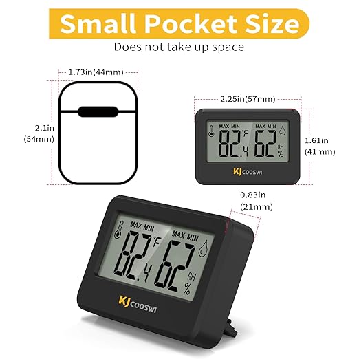 4PCS Mini Digital Hygrometer and Thermometer,Reptile Thermometer with Magnetic & Tablestand, Indoor Temperature and Humidity Meter Gauge for Humidors Greenhouse Garden Cellar Closet Guitar Case - Image 2