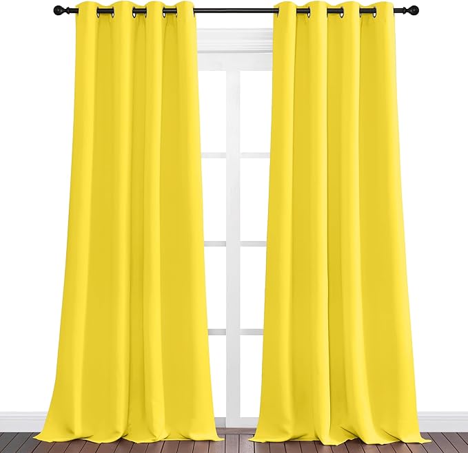 NICETOWN Bright Yellow Curtains 120" Long for Office, Dining, Guest Room, 55" Wide, 2 Pieces, Sound Reducing Heat and Cold Block Curtain Panels for Modern Decorative - Image 2