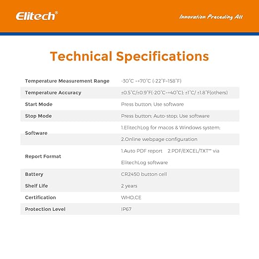 Elitech Temperature Data Logger Single Use Temperature Recorder PDF Report USB Temperature Logger 16000 Points WHO PQS Listed LogEt1-5Pack - Image 8