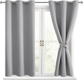 Hiasan Short Blackout Curtains for Bedroom - Thermal Insulated & Light Blocking Window Curtains for Living Room, 2 Drape Panels Sewn with Tiebacks, Silver Grey, 38 x 45 Inch by Hiasan
