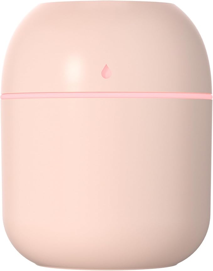 Mini USB Humidifier - Large Capacity, Ultra-Quiet 20dB, 2 Modes (Continuous/Intermittent) with Anti-Dry Burn & Night Light, Nano Mist for Room/Car/Office Desk (<10㎡) (Pink, 220ml) by Unknown