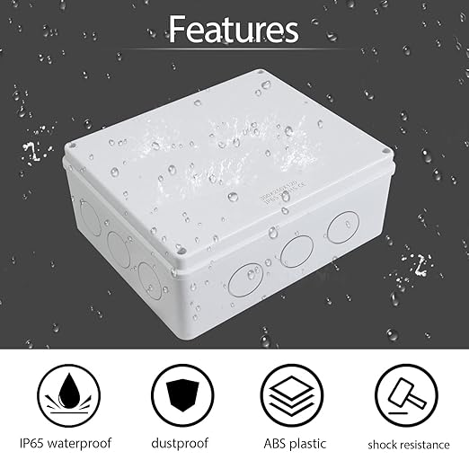 LeMotech Junction Box, Electrical Box IP65 Water Resistant Dustproof ABS Plastic Project Enclosure for Electronics White 11.8 x 9.8 x 4.7 inch - Image 5