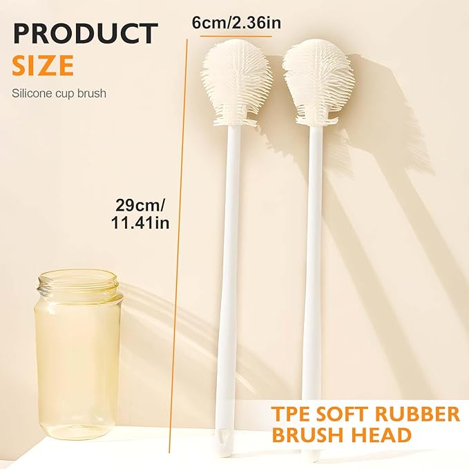 360° Flexible Silicone Bottle Brush with Long Handle, 2025 New Bottle Cleaning Brush, Deep Cleaning Brush for Narrow Neck Bottles, Water Bottles, Baby Bottles, Flasks Soft Bottle Brush (2PC) - Image 7