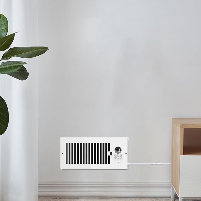 4"x10" Vent Register Booster Fan, Strong Steel Panel, Ultra-Quiet, 10-Speed, Built-In Thermostat, Mechanical Damper, Efficient HVAC Vent Fan (Matte White, 1 Pack) - Image 6