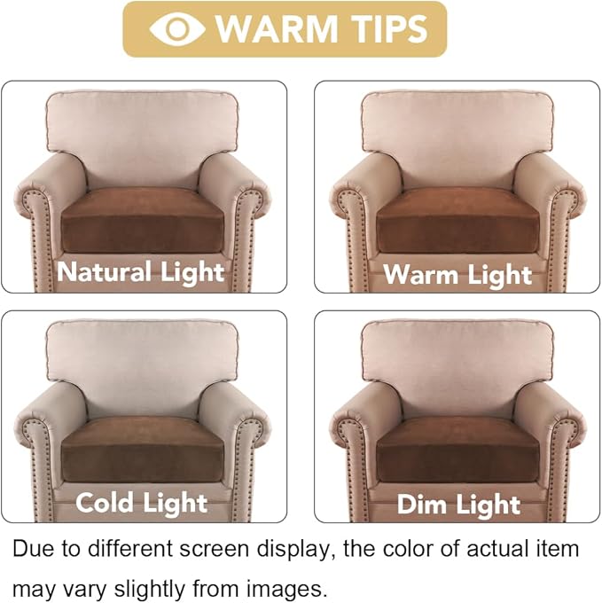 H.VERSAILTEX Velvet Stretch Couch Cushion Cover Plush Cushion Slipcover for Chair Cushion Furniture Protector Seat Cushion Sofa Cover (1 Piece Armchair Cushion Covers, Caramel) - Image 6