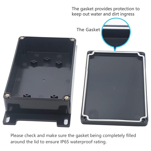 Junction Box, Zulkit Project Box Waterproof Dustproof IP65 ABS Universal Electrical Boxes Enclosure with Fixed Ear Black 5.91 x 3.94 x 1.73 inch (150 x 100 x 44 mm)(Pack of 1) - Image 4