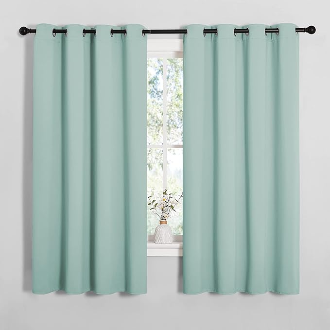 NICETOWN Bedroom Curtain Panels Blackout Draperies, Thermal Insulated Solid Grommet Blackout Curtains/Drapes (Aqua, One Pair, 55 by 68-inch) by NICETOWN