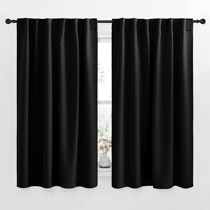 NICETOWN Halloween Blackout Curtain Blinds Window Panels - (Black Color) W52 x L63, Double Panels, Thermal Insulated Blackout Draperies for Living Room by NICETOWN