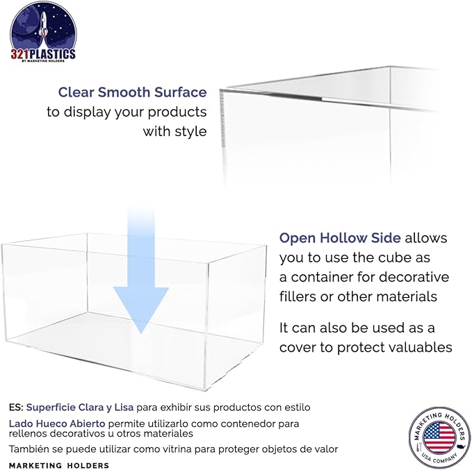 20" x 12" x 9" Acrylic Display Riser Box with One Open Side No Lid Versatile Clear Rectangular Retail Product Platform and Merchandise Storage Bin by Marketing Holders - Image 5