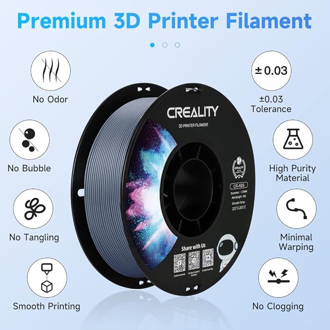 Creality ABS Filament 1.75mm, 3D Printer Filament, No-Tangling, Strong Bonding and Overhang Performance Dimensional Accuracy +/-0.02mm, 2.2lbs/Spool - Image 2