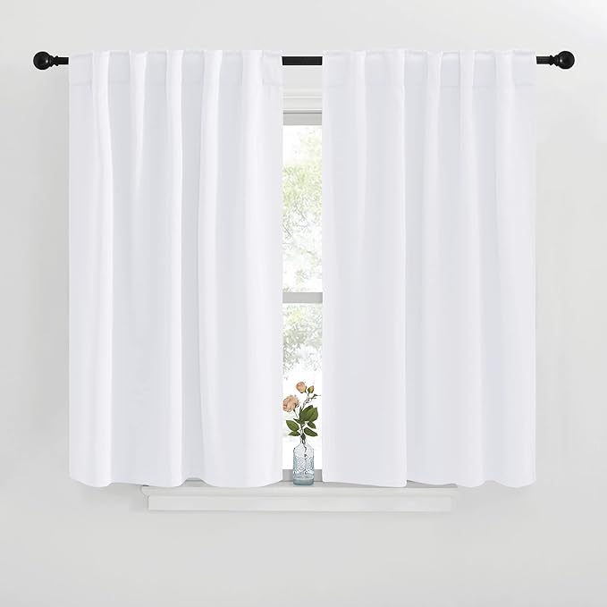 NICETOWN Window Curtain Panels for Kitchen - (White Color) 42x30 inch, 2 Panels Set, Home Decoration Drapes for Window by NICETOWN