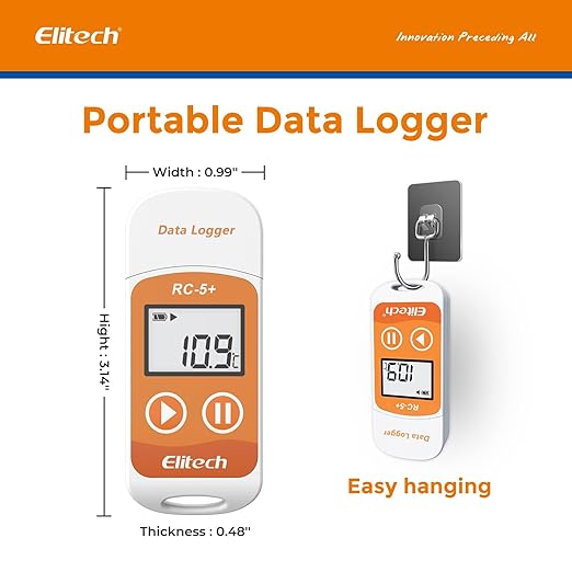 Elitech RC-5+ Digital PDF USB Temperature Data Logger Reusable Recorder Refrigerator Thermometer 32000 Points High Accuracy (100 Packs) - Image 3