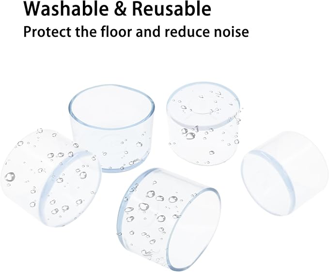 Round Chair Leg Caps,PVC Furniture Feet Covers,TTZEZE Transparent Round Floor Protectors,Clear Table Feet Covers Preventing Plastic Chair Leg Covers Scratches and Noise 38mm/1.5'', 12 - Image 5