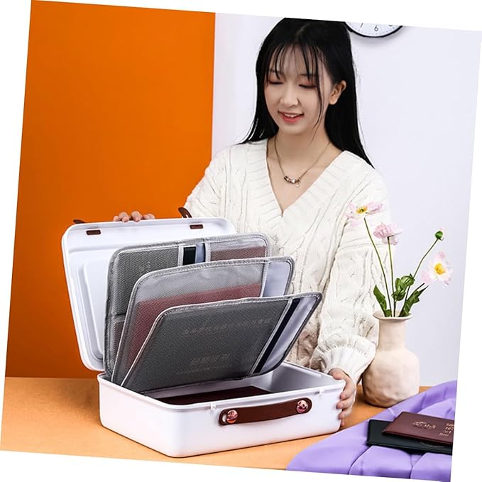 Portable Document Organizer Bag Capacity Storage Case for Office Home Use Travel-friendly File Storage Stylish Design for Certificates Files - Image 3