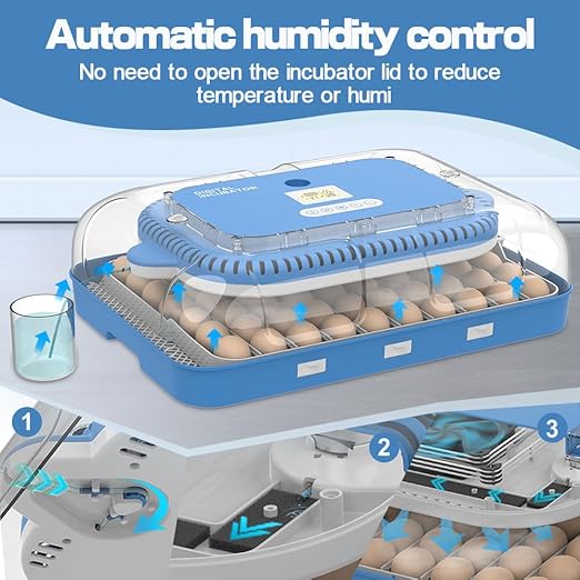 HOWOOlUA 70 Egg Incubator for Hatching Eggs withAuto Turn, Temp & Humidity Control, Built-in CandleLarge Capacity Egg Incubator for Chicken Duck Goose Eggs - Image 3