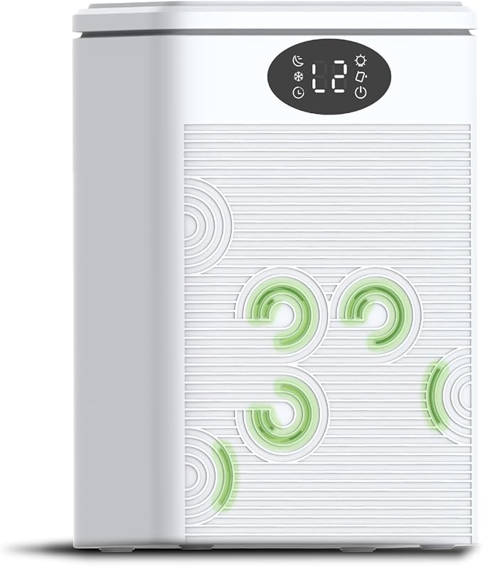 MTOX® Dehumidifier, 75oz Small Quiet Dehumidifiers for Home Bathroom Bedroom Basement RV,Sleep Mode, Auto Shut Off, 7 Colors LED Light, Green and white by MTOX