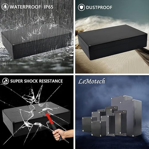 LeMotech Electrical Box ABS Plastic Project Box IP65 Waterproof Junction Box Project Case Universal Enclosure for Electronics Black 10.3X 7.1x 2.3 inch (263x182x60mm)（Pack of 1 - Image 7