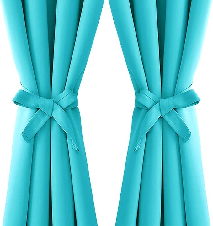 Hiasan Blackout Curtains for Bedroom, 38 x 63 Inches Length - Thermal Insulated & Light Blocking Window Curtains for Living Room, 2 Drape Panels Sewn with Tiebacks, Turquoise - Image 7