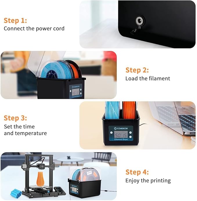Comgrow Filament Dryer, Upgraded Filament Dry Box, Large-Capacity 3D Filament Dehydrator for 2KG Filament, Compatible with 1.75mm, 2.85mm Filament and PLA PETG TPU ABS Material - Image 6