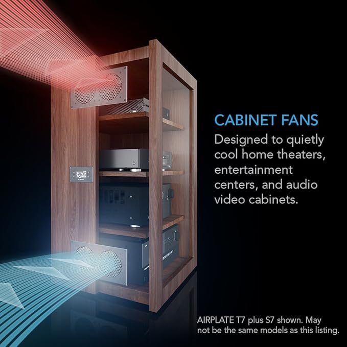 AC Infinity AIRPLATE T8, Quiet Cooling Dual-Fan System 6" with Thermostat Control, for Home Theater AV Cabinets - Image 2