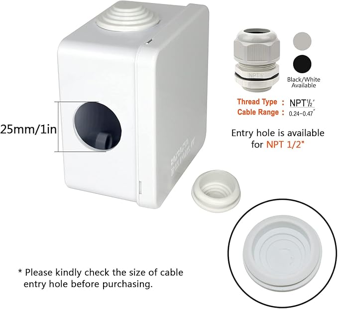 LeMotech Junction Box, ABS Plastic IP55 Water Resistant and Dustproof, Universal Electrical Enclosure, Outdoor and Indoor Project Box, Outer Size 3.1" x 3.1" x 1.9", White (Pack of 2) - Image 5