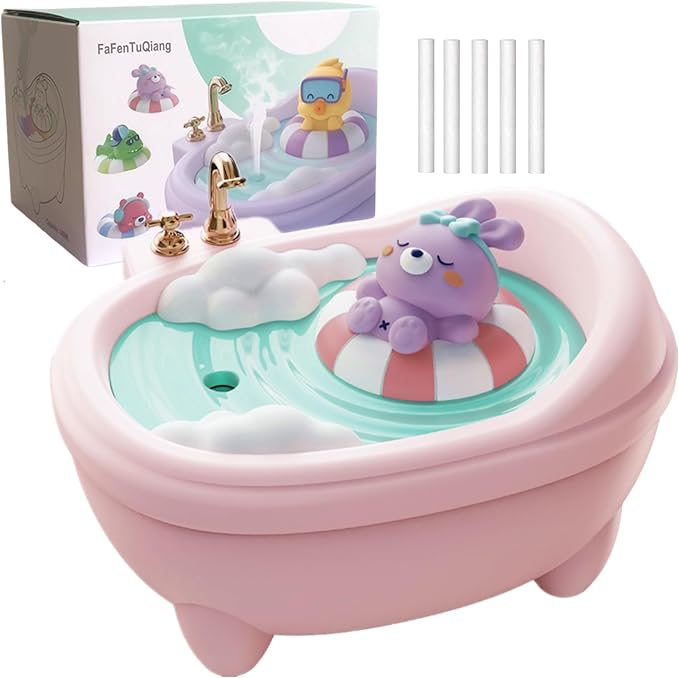 Cute Pink Mini Humidifier for Bedroom & Office, Top Fill 0.34L, Cool Mist, Quiet, Easy Clean, Colorful Light, Auto Shut Off by FaFenTuQiang