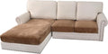 H.VERSAILTEX Velvet Stretch Sectional Couch Covers 3 Pieces Sofa Seat Cushion Covers L Shape Separate Cushion Couch Cover for Both Left/Right Sectional Couch (Large Sofa 2 Seater + 1 Chaise, Camel) by HVERSAILTEX