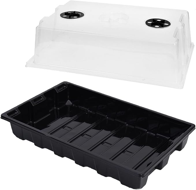 YoleShy 5 Packs Seed Starter Tray with Dome Reusable Plastic Plant Growing Trays with Humidity Domes Thickened Sturdy for Seed Starting Germination Growing Seedling Propagation,14.5"x9" by YoleShy